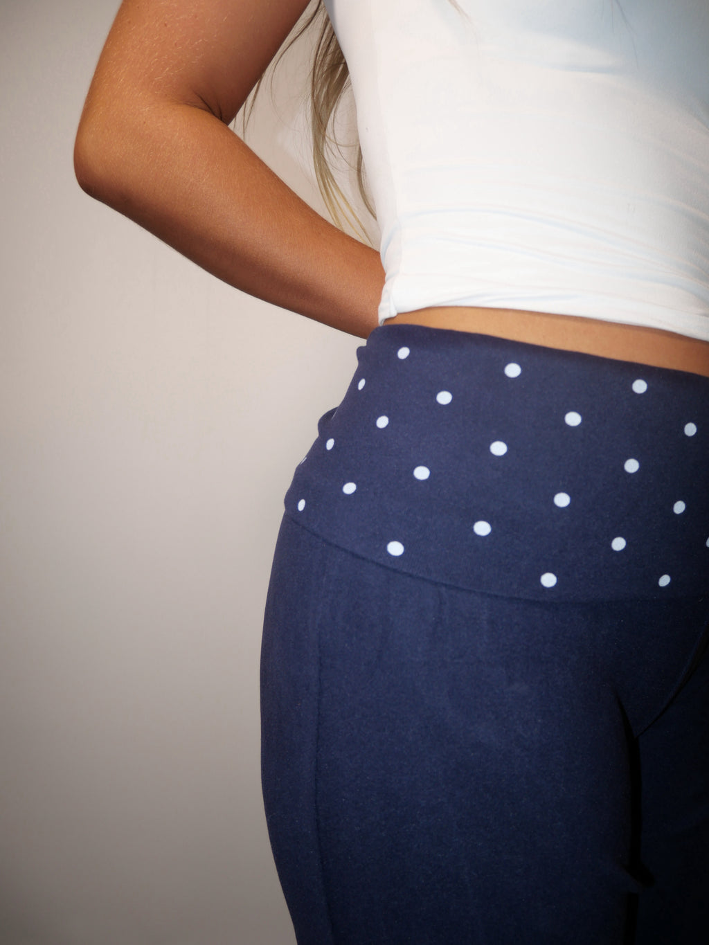 Polka Dot Foldover Wide-Leg Pants